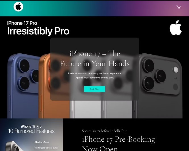 A deceptive site posing as Apple's official website