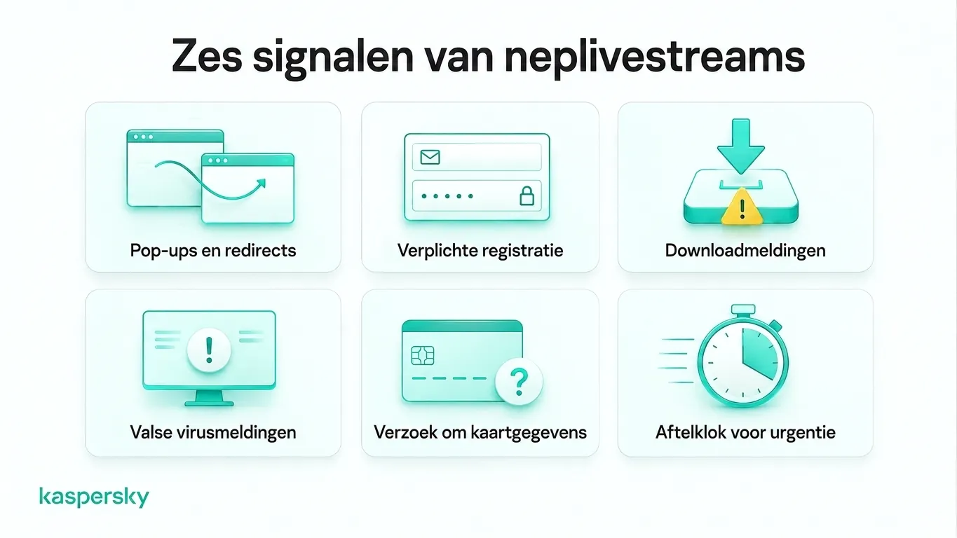 Zes waarschuwingssignalen van nep‑WK‑streamingsites