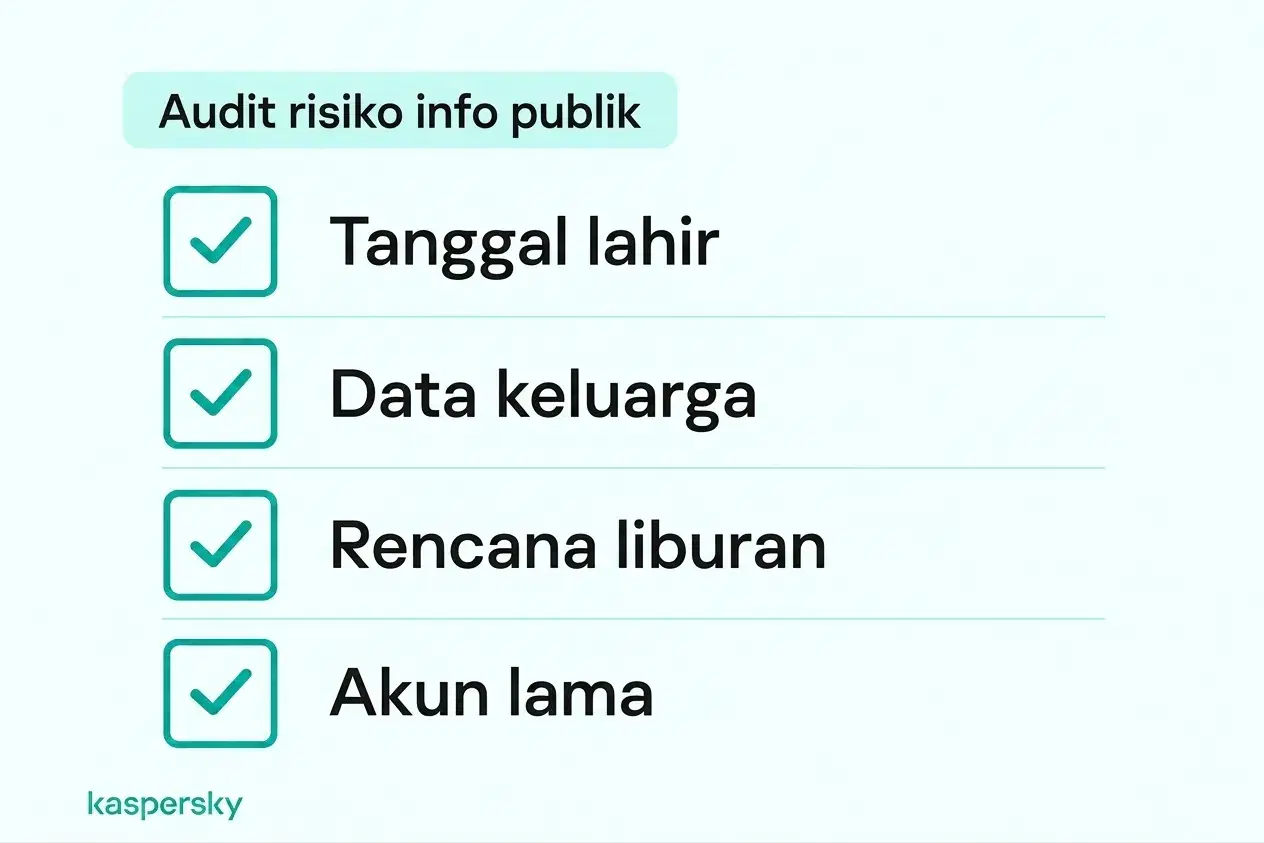 Daftar periksa privasi untuk meninjau ulang tanggal lahir yang dibagikan publik, detail keluarga, rencana perjalanan, dan akun yang tidak terpakai