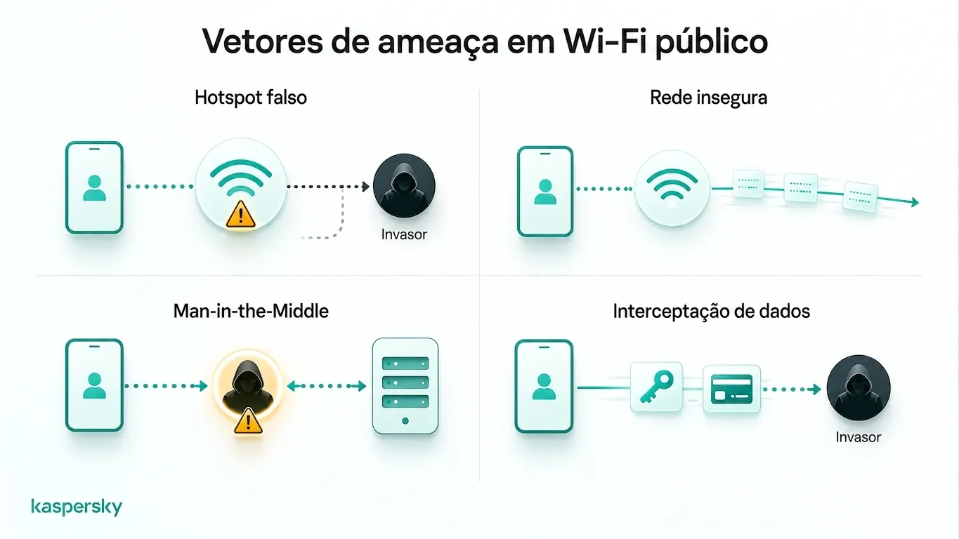 vetores de ameaça em wi-fi público