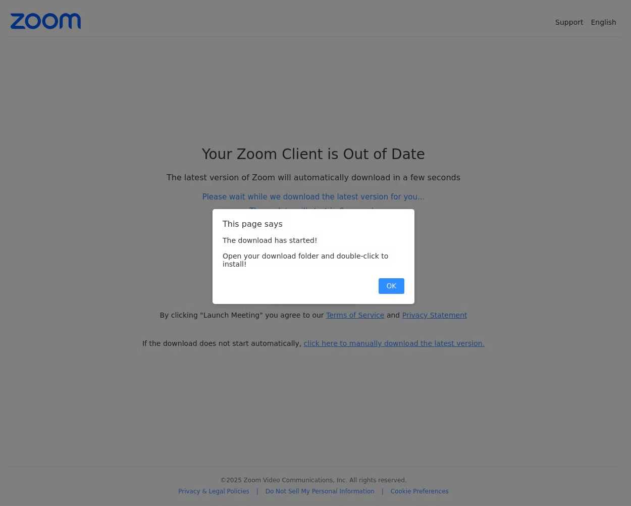 Example of a phishing page