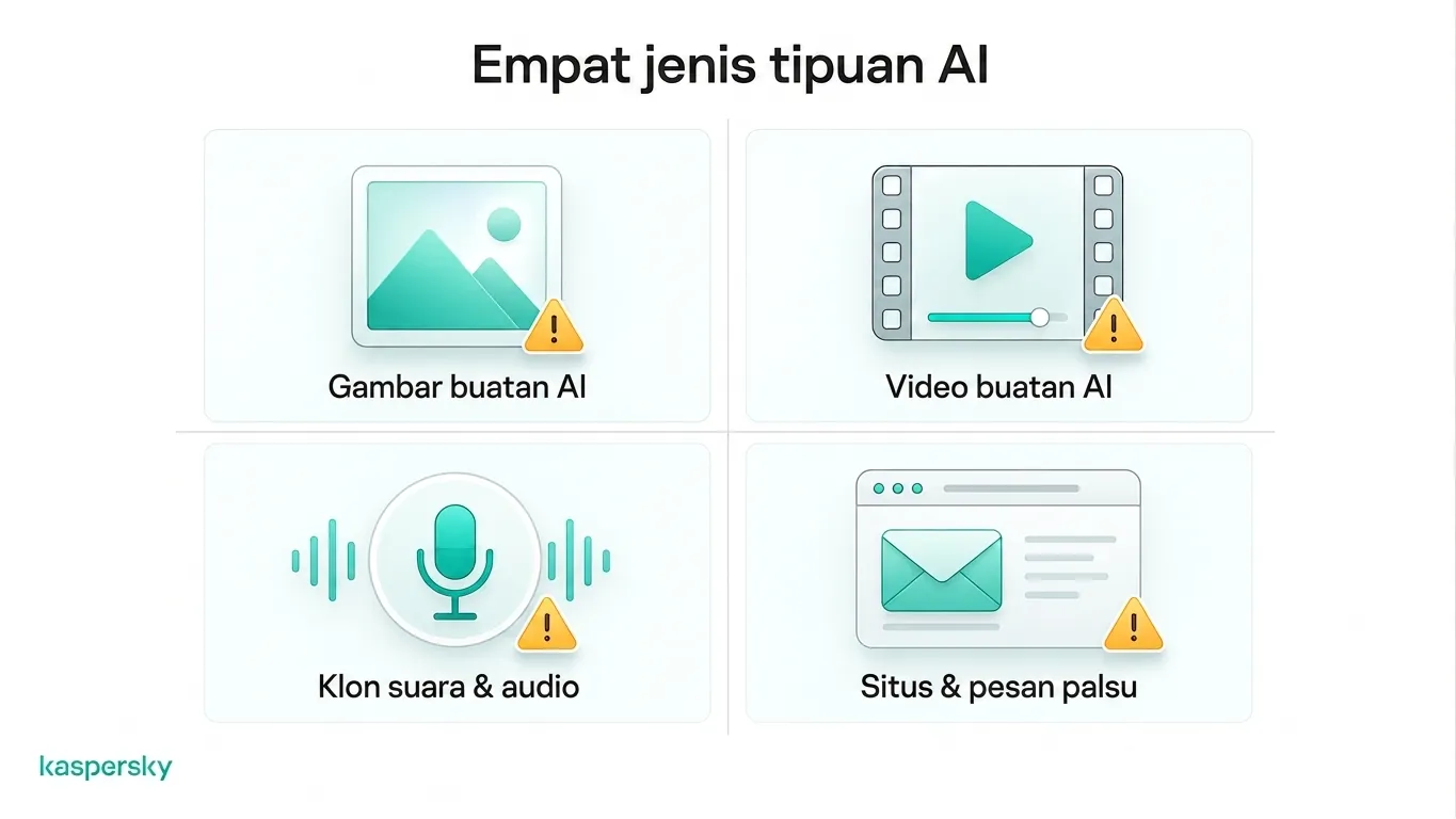 Empat jenis palsu umum berbasis AI: gambar, video, kloning suara, dan situs web palsu