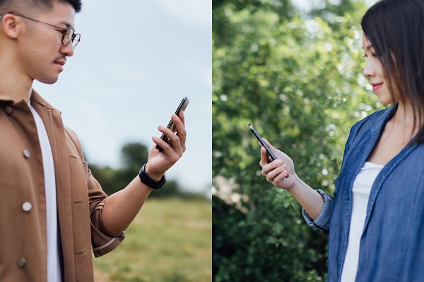 Young people with phones in their hands