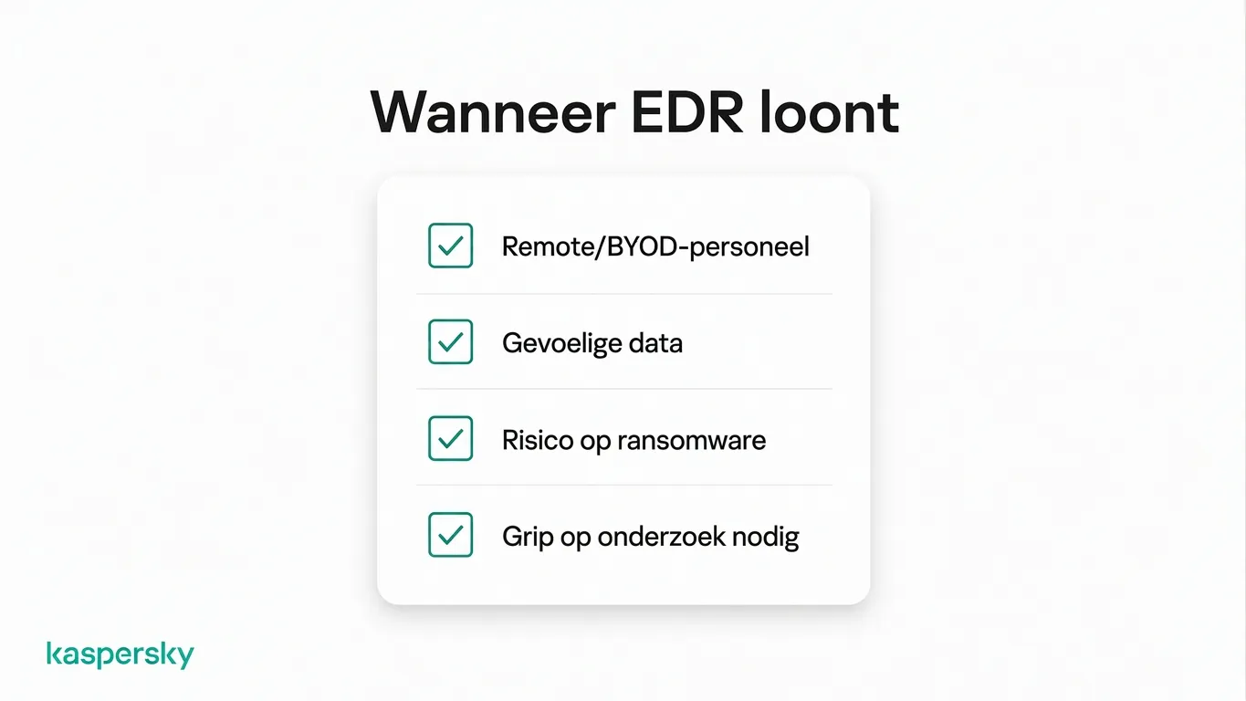Wanneer EDR zinvol is voor kleine bedrijven, inclusief remote werken, gevoelige data en blootstelling aan ransomware