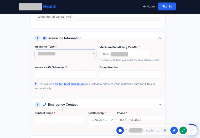 An example of a “telemedicine service” scam that requests personal information