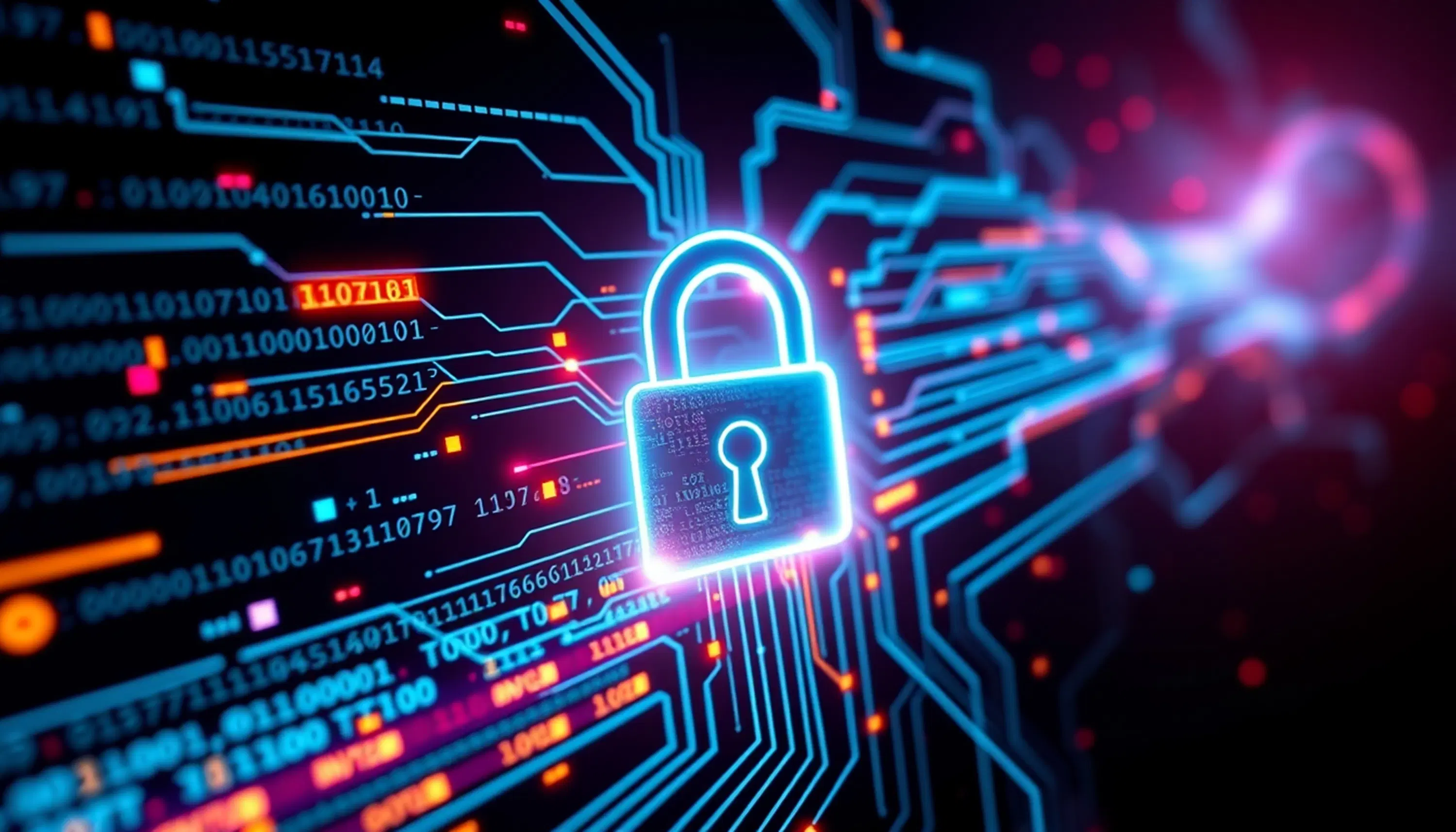 Digital hengelås som beskytter sensitive data under et nettsikkerhetsangrep Image Link: