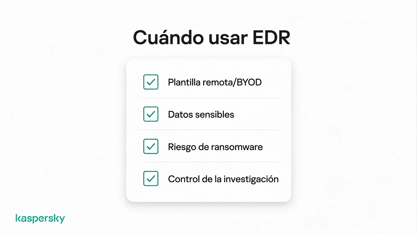 Cuándo tiene sentido EDR para pequeñas empresas, incluyendo trabajo remoto, datos sensibles y exposición a ransomware