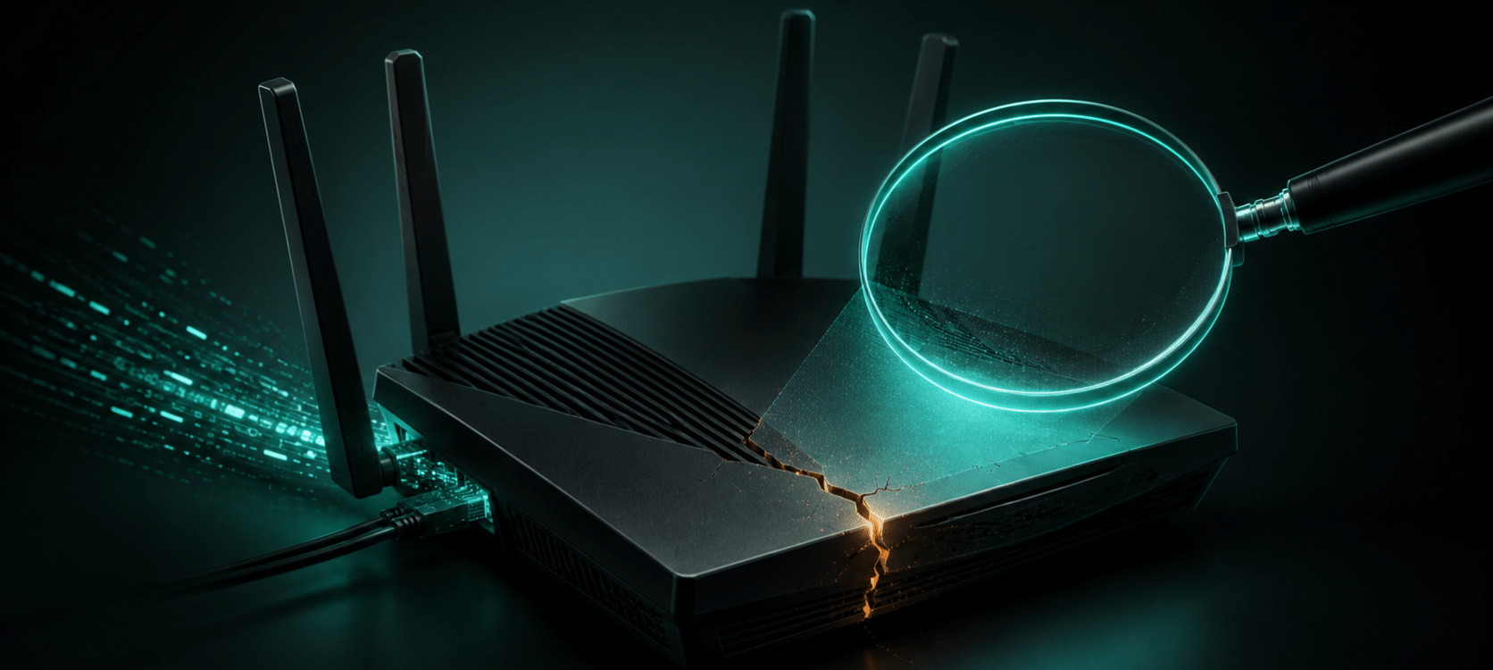Wi-Fi router with crack from hacking