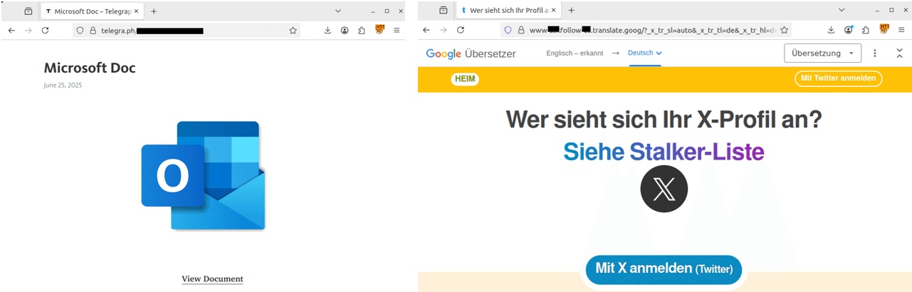 Phishing pages