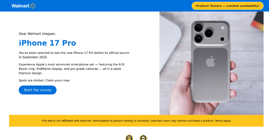 A scam with a survey to become a “tester” of the new iPhone