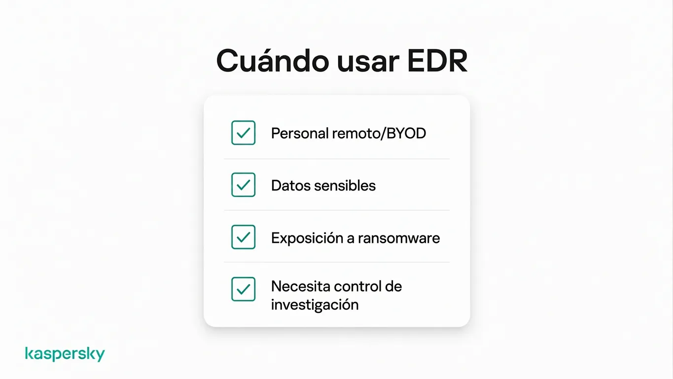 Cuándo tiene sentido EDR para pequeñas empresas, incluyendo trabajo remoto, datos sensibles y exposición a ransomware