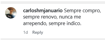comentário positivo sobre a Kaspersky no Instagram