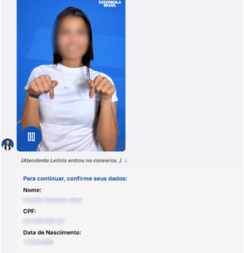 Chat de atendimento com a confirma&ccedil;&atilde;o de dados e an&aacute;lise de score