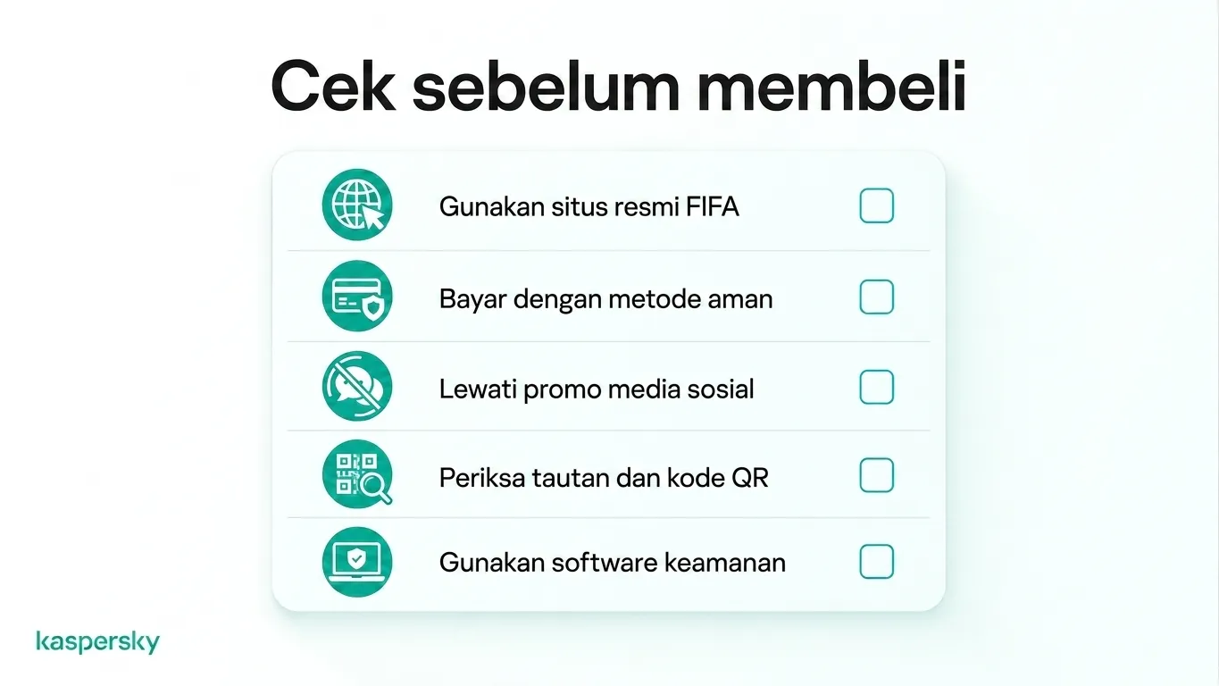 Checklist untuk membeli tiket Piala Dunia FIFA dengan aman secara online