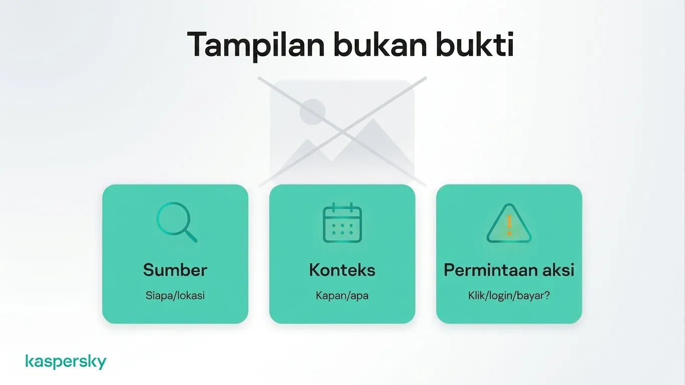 Tiga pemeriksaan untuk konten daring yang mencurigakan: verifikasi sumber, konteks, dan tindakan yang diminta