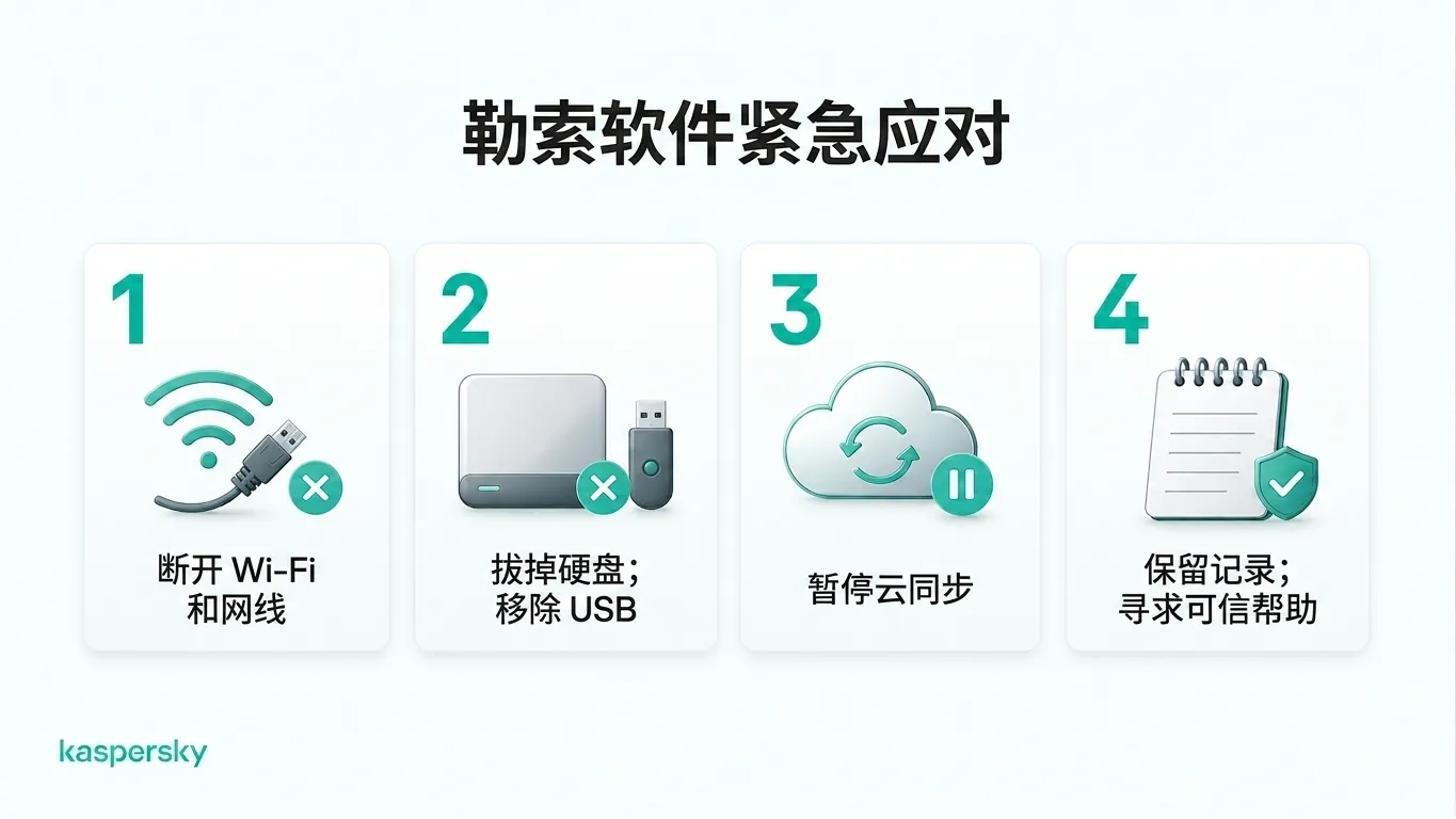 遭遇勒索软件攻击后应立即采取的四个步骤