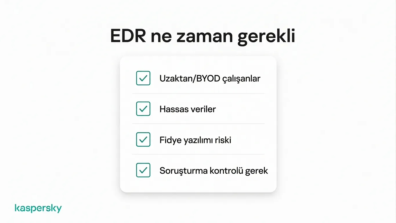 EDR'ün küçük işletmeler için anlamlı olabileceği durumlar: uzaktan çalışma, hassas veriler ve fidye yazılımı riski