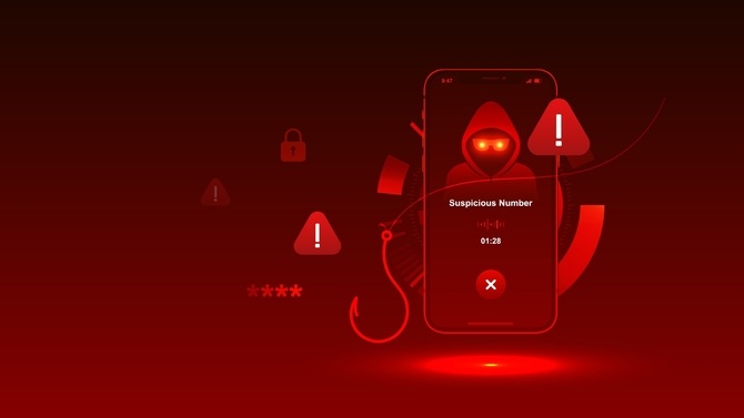 adult in clothing with a hidden face, using a mobile phone for fraudulent activity