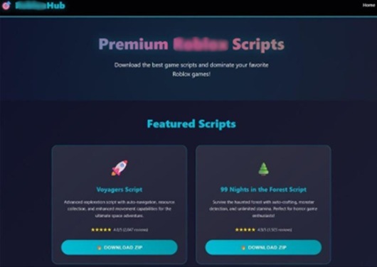 Um site distribuindo Stealka fingindo oferecer scripts de um game famoso