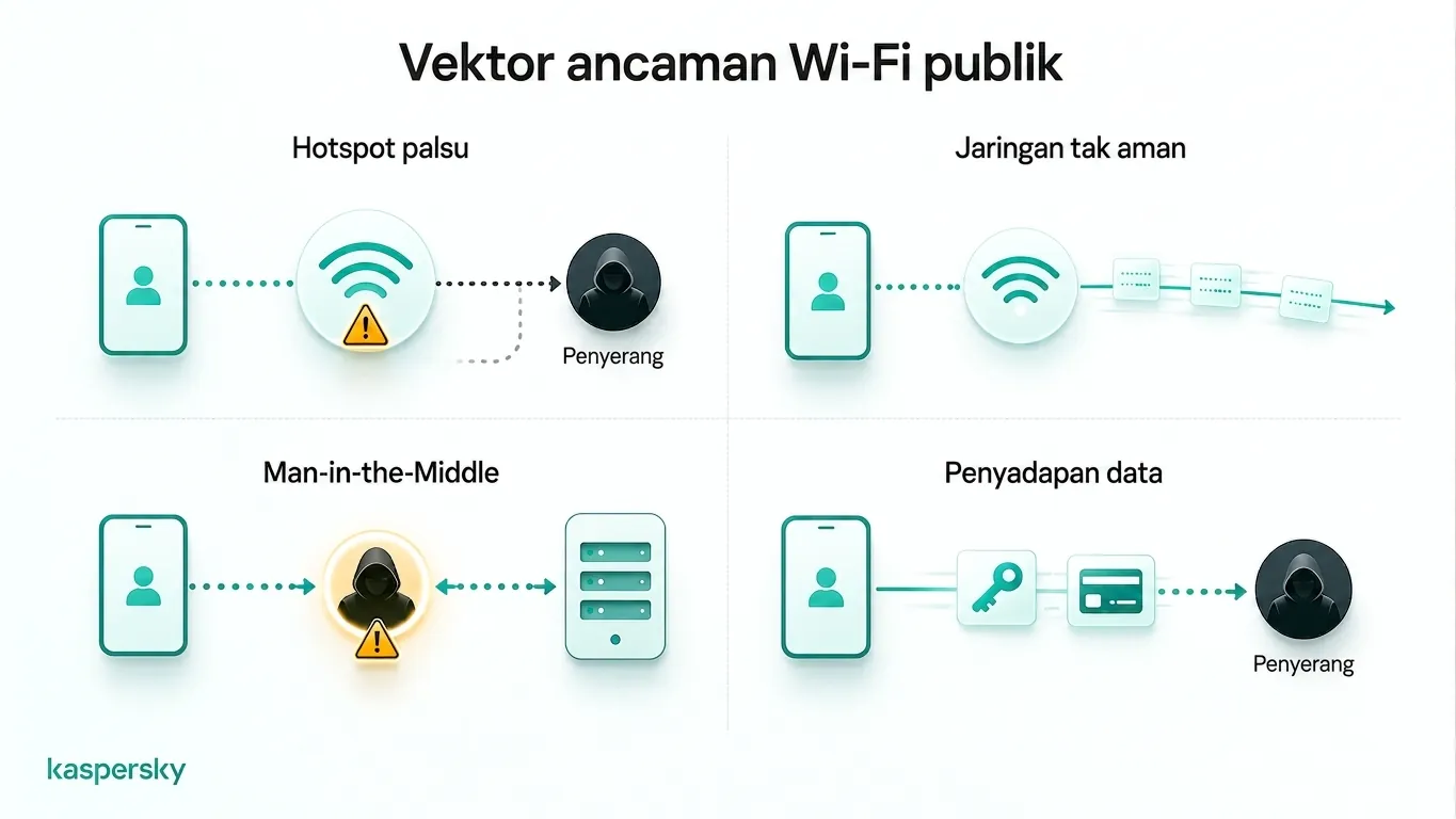 Risiko keamanan umum pada Wi‑Fi publik saat streaming FIFA Piala Dunia