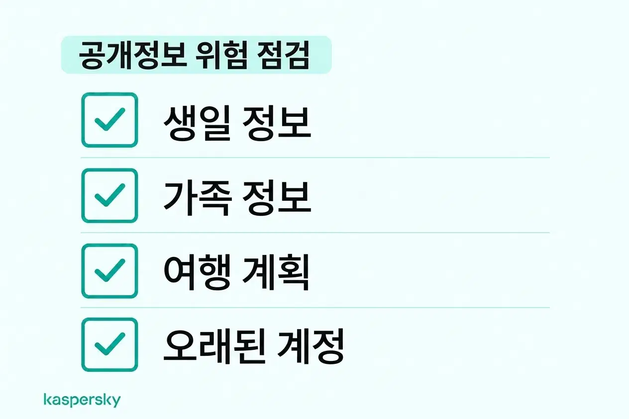 공개된 생일·가족 정보·여행 계획·사용하지 않는 계정을 점검하는 개인정보 체크리스트