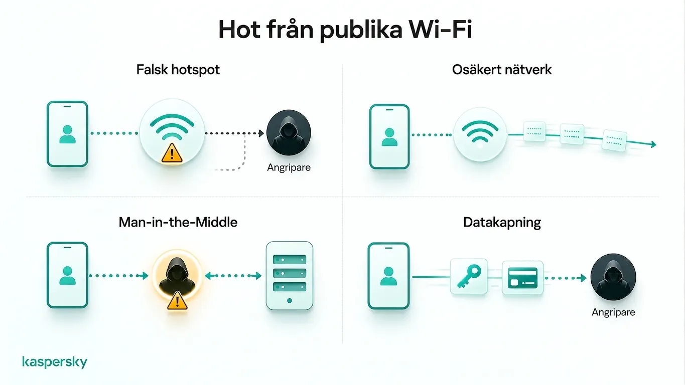 Vanliga säkerhetsrisker i offentliga Wi‑Fi‑nät när du streamar FIFA World Cup