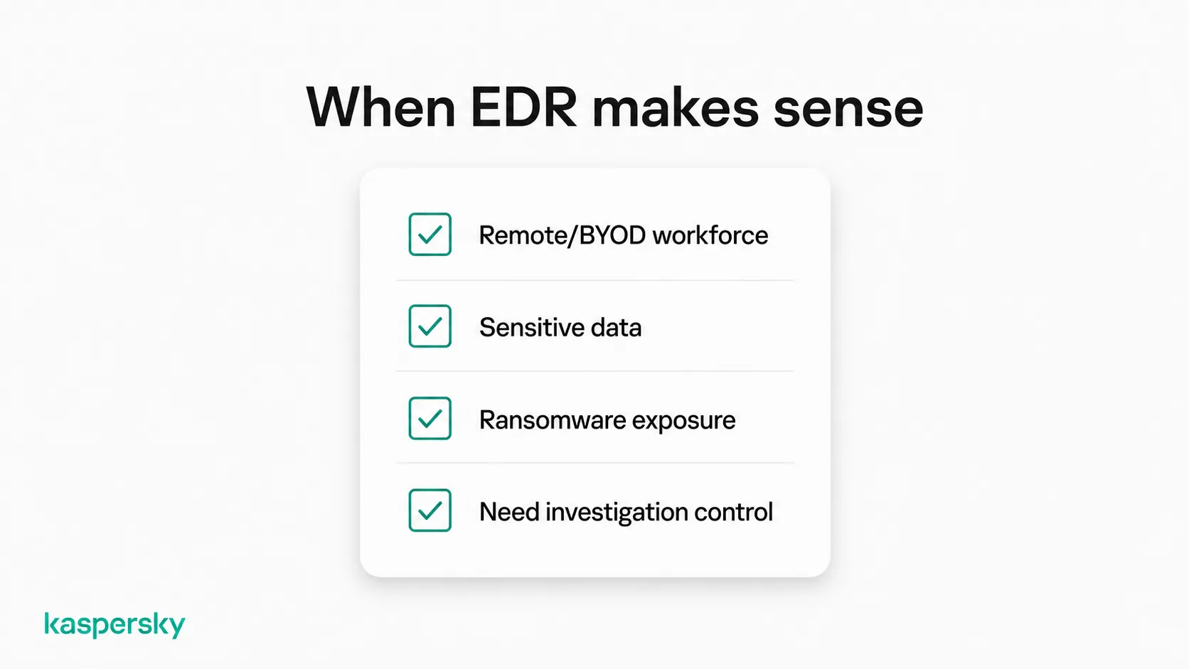 When EDR makes sense for small businesses, including remote work, sensitive data, and ransomware exposure