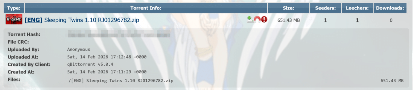Malicious game torrent in AniRena
