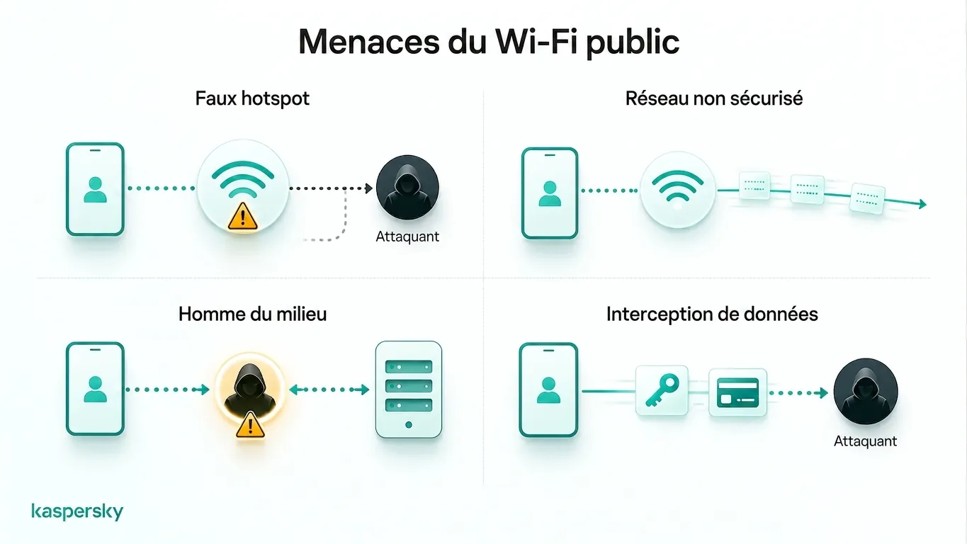 Risques courants sur les réseaux Wi‑Fi publics lors du streaming de la Coupe du Monde de la FIFA