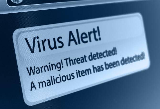 Virus alert warning