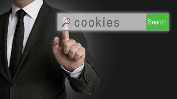 En man klickar på ett sökfält för att förstå vad cookies är.