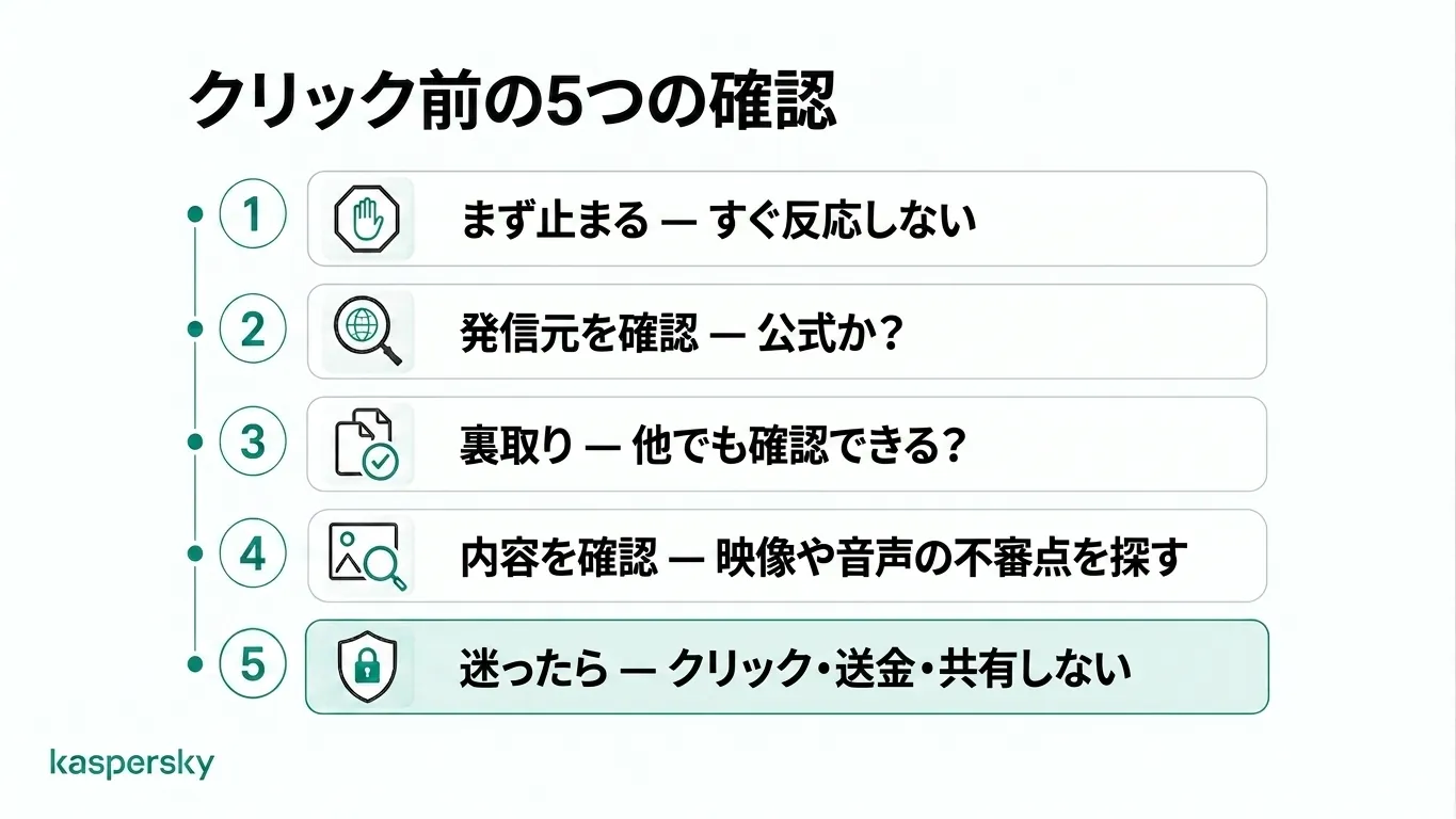 クリック前に疑わしいコンテンツを検証するための5段階チェックリスト