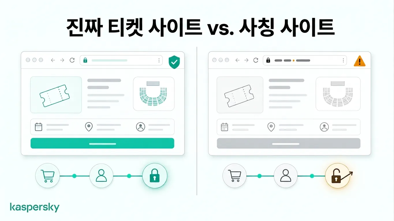 진짜와 스푸핑된 FIFA 월드컵 티켓 웹사이트 비교