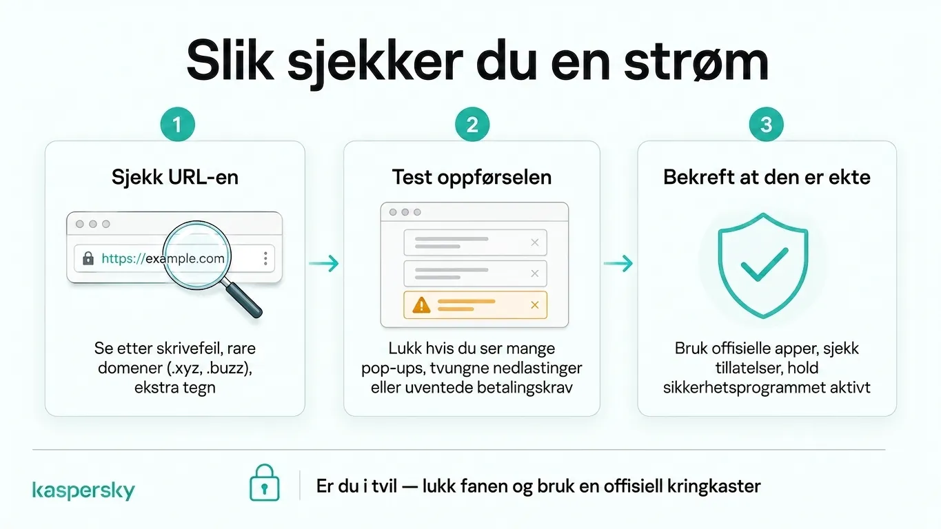 Hvordan verifisere en VM‑strømmeside før du ser en kamp