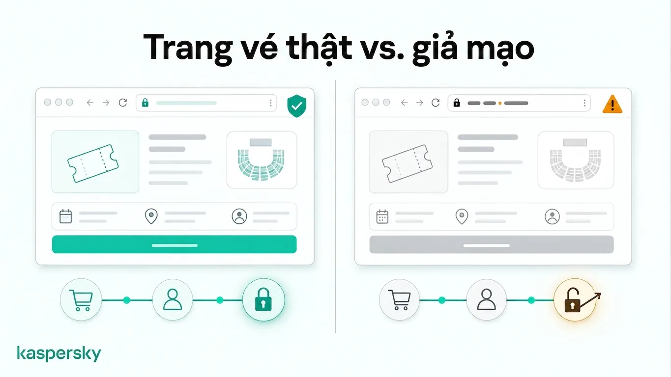 So sánh trang bán vé World Cup thật và trang giả mạo của FIFA
