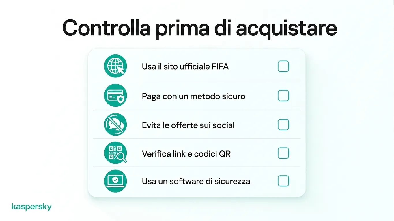 Checklist per comprare in sicurezza online i biglietti dei Mondiali di FIFA
