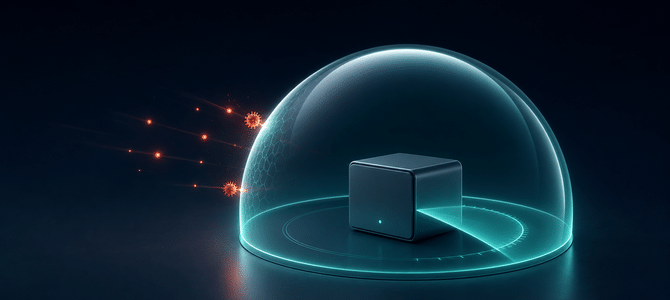 Endpoint protected by a digital security shield against cyberthreats