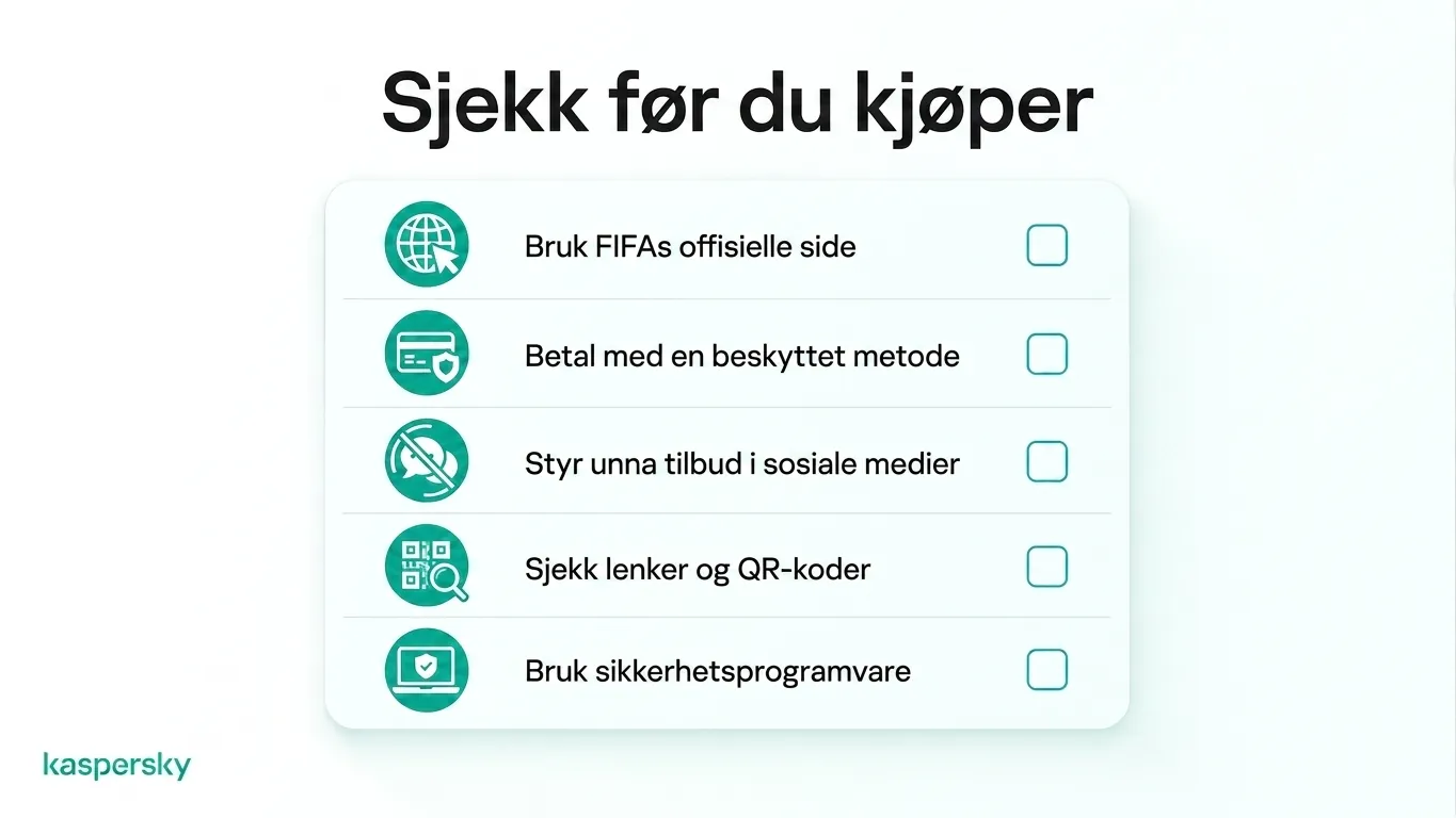 Sjekkliste for å kjøpe FIFA World Cup‑billetter trygt på nett