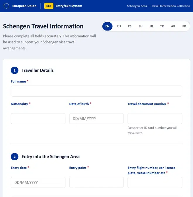 A screenshot of a fake site targeting tourists applying for a Schengen visa