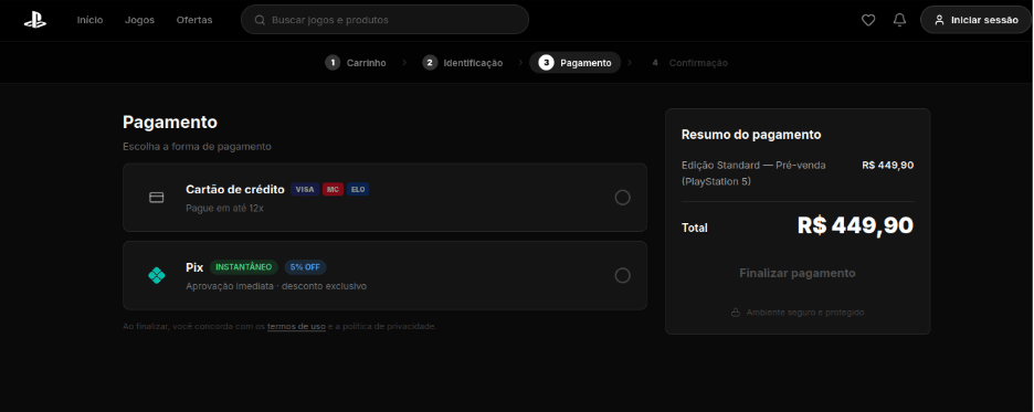 Formas de pagamento do site fraudulento do GTA VI