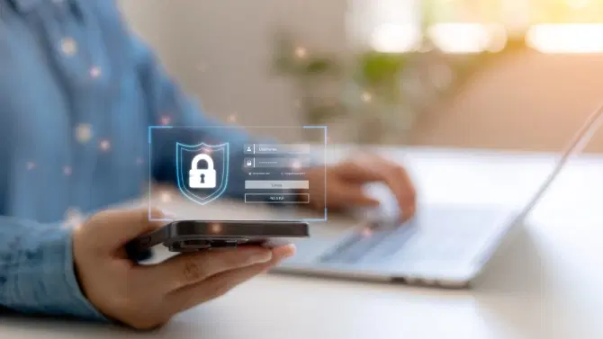 A man passes identity verification checks to access a computer system