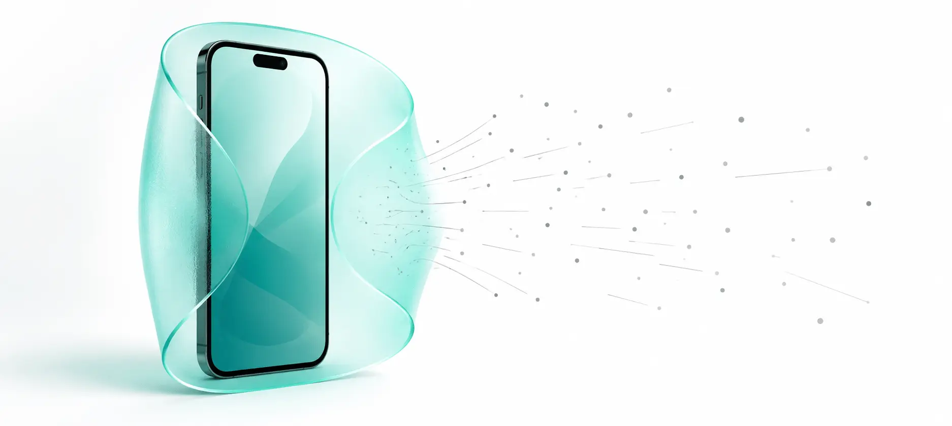 Illustration of a smartphone protected against spyware and data theft.