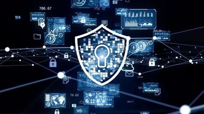 uma imagem de uma VPN empresarial mostrada através de um escudo com uma fechadura