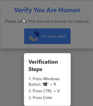 A fake CAPTCHA with malicious instructions