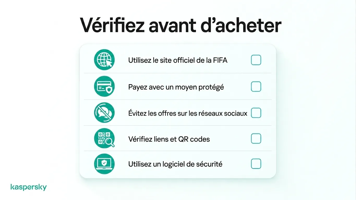 Checklist pour acheter des billets de la Coupe du Monde de FIFA en ligne en toute sécurité