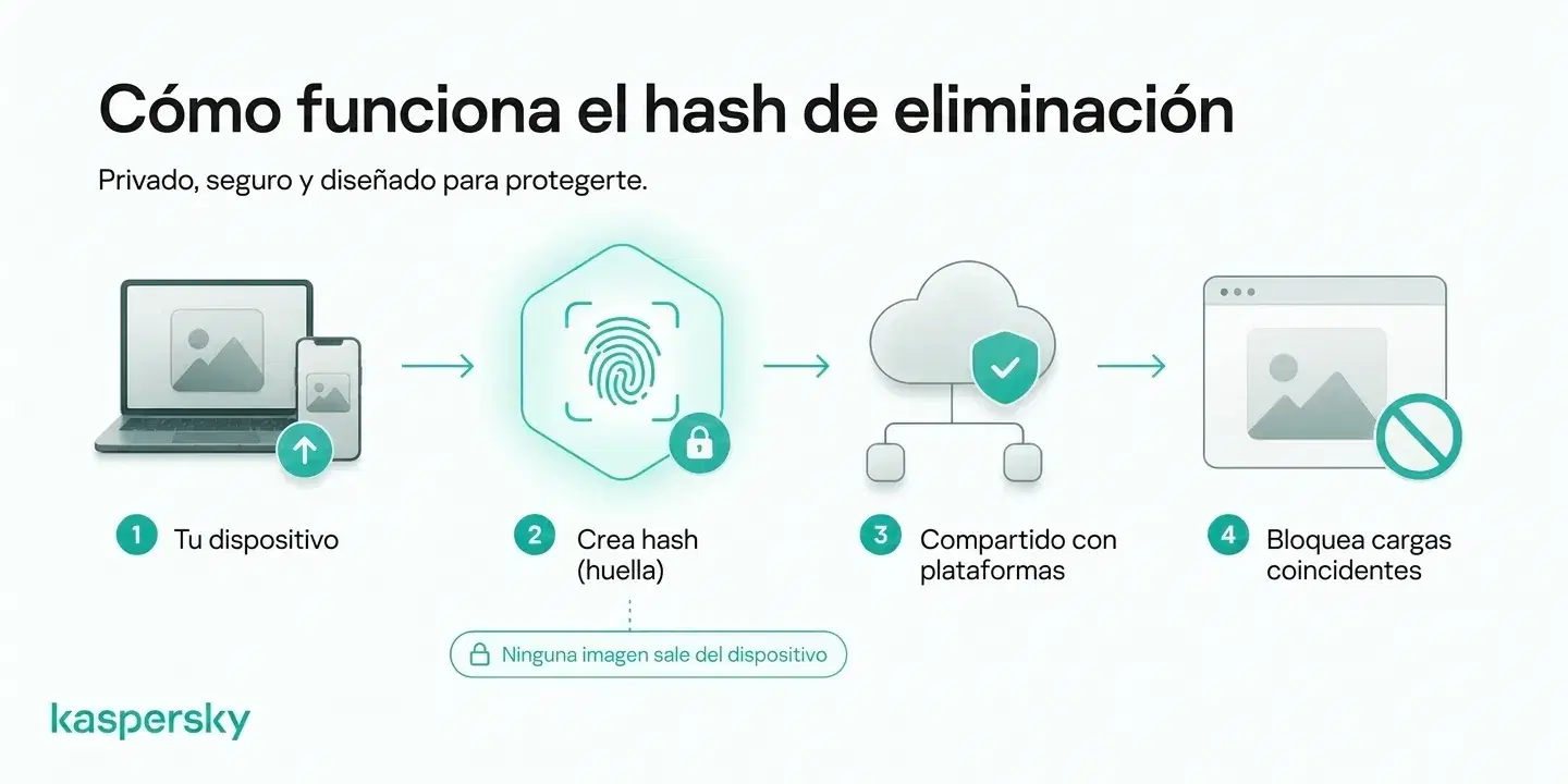 Cómo el hashing de imágenes íntimas crea una huella digital para ayudar a las plataformas participantes a bloquear las cargas que coinciden