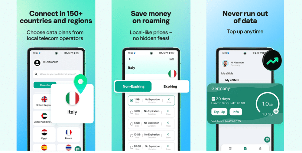 Kaspersky eSIM Store interface