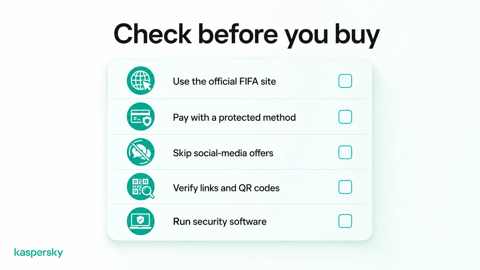 Checklist for buying FIFA World Cup tickets safely online
