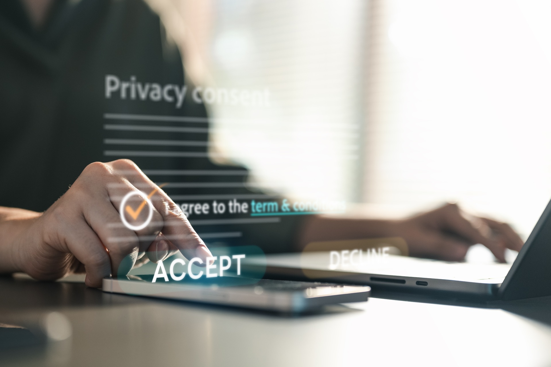 Cookie consent pop-up on smartphone screen asking users to accept or manage cookies