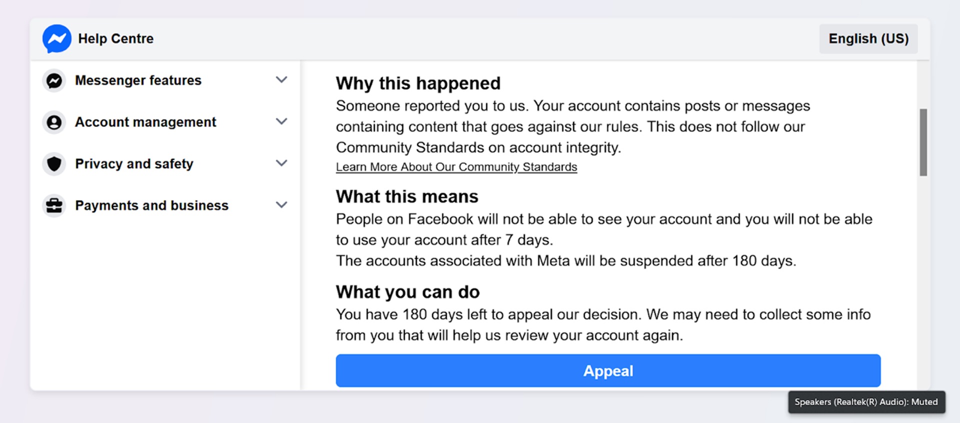 An example of a phishing message disguised as an account block notification